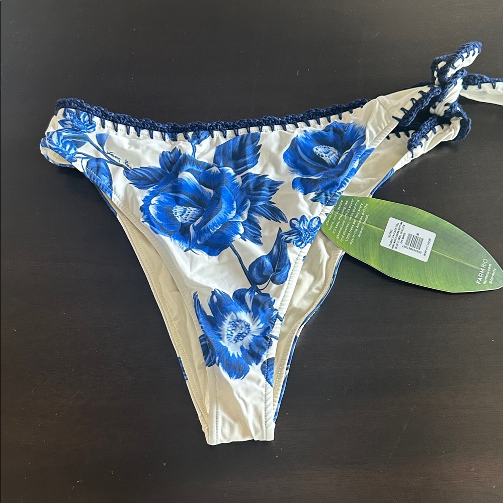 FARM Rio Blue and White Floral Bikini Bottom